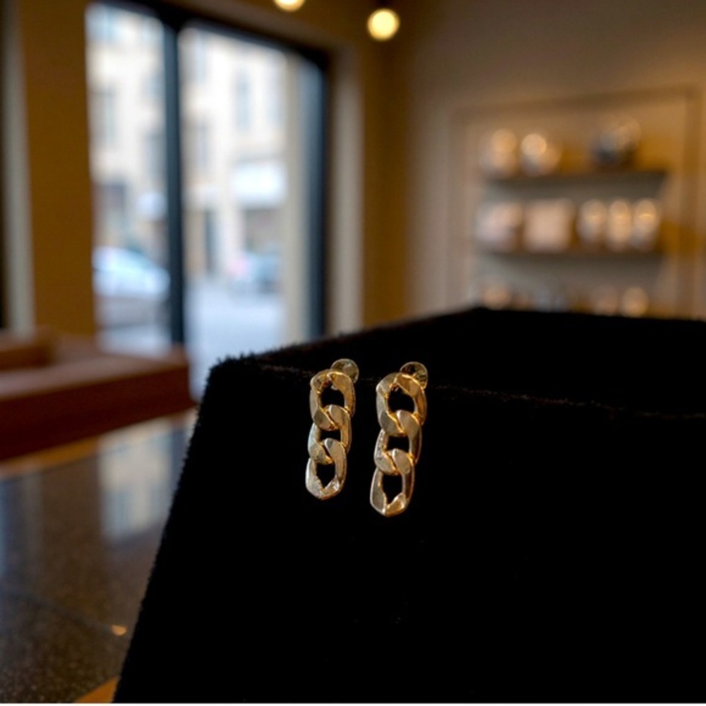 Gold tone chain link pierced earrings ⛓️‍💥